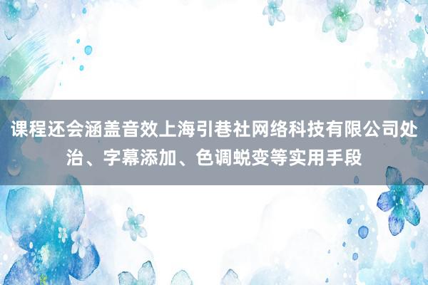 课程还会涵盖音效上海引巷社网络科技有限公司处治、字幕添加、色调蜕变等实用手段